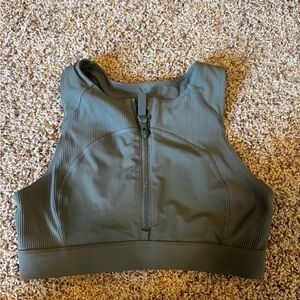 Lululemon Olive Green Zip-Up Sports Bra
